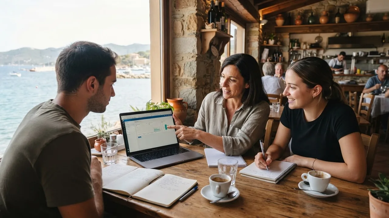 Titolare e collaboratori di un'impresa dell'Elba durante una formazione AI per team in azienda
